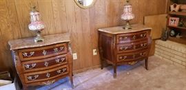 Antique two Bombay  chests and two Sevres urns
