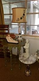 Vintage Octagon table and two Marble top tables