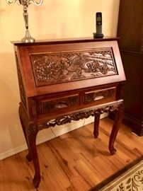 Small carved wood secretary