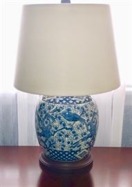 Pair blue & white lamps