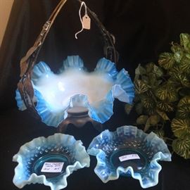 Fenton candy dishes with delicately scalloped edges