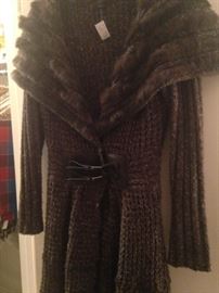 Faux fur collared sweater