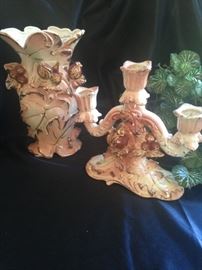Detailed matching vase and candelabra