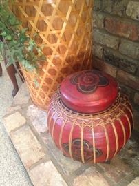 Woven baskets brimming with texture