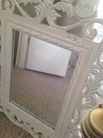 White framed shabby chic mirror
