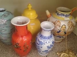 Variety of colorful vases