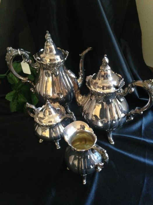 Four-piece silver plate tea set