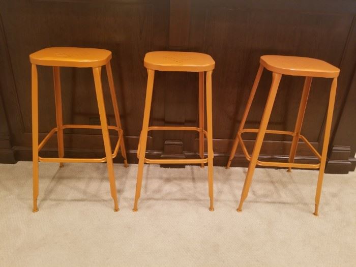 Orange stools-set of 3, 16sq x 30h