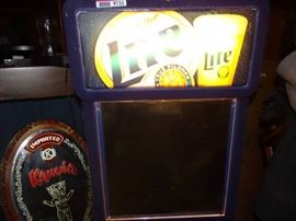 Lighted Miller Lite Menu sign Write On with Neon ...