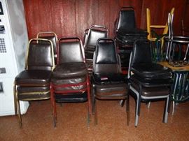 Lot of 23 Black and Brown Stackable Chairs