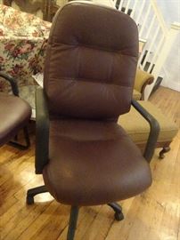 Plum Leather Desk Chair