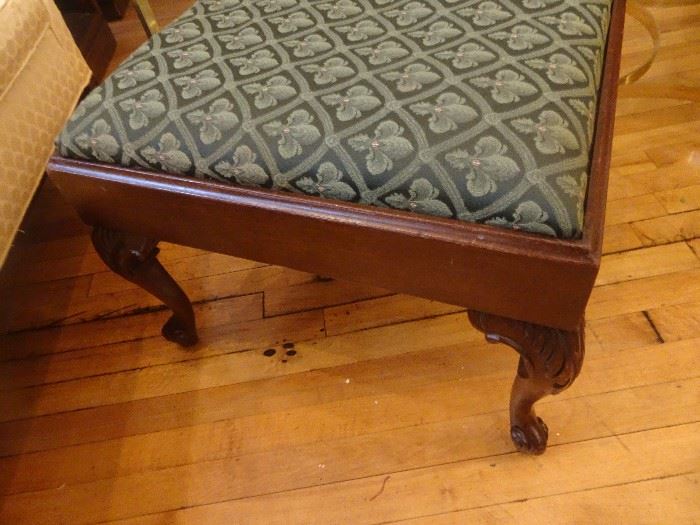 Claw Foot Mahogany Ottoman