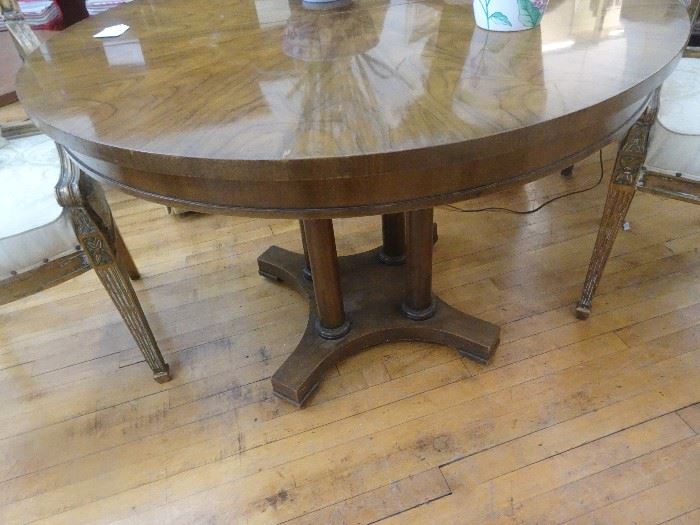 Pedestal Entrance Table with Burled Finish 