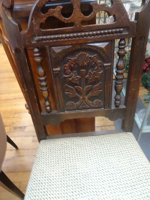 Ornately Carved Antique Accent Chair 
