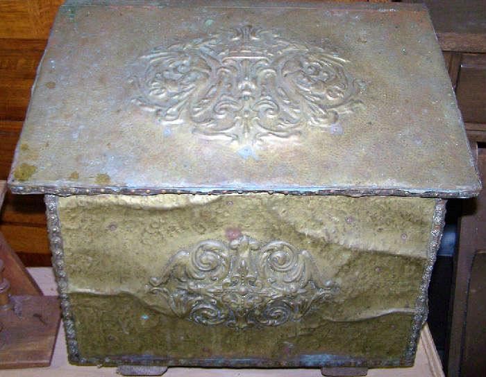 Victorian Brass Kindling Box