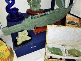 Chinese Jade Sword and Pieces