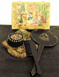 ART DECO MIRROR AND COMB & VINTAGE PURSE