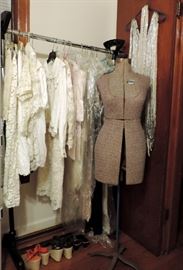 DRESS FORM AND VINTAGE CLOTHES