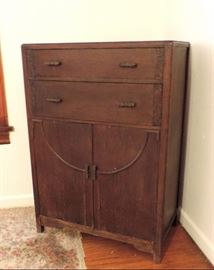 WOODEN CHEST WITH 2 DRAWERS AND DOORS