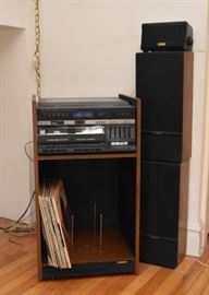 Vintage Fisher Stereo with Turntable, Double Cassette Deck and Speakers