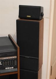 Vintage Fisher Stereo with Turntable, Double Cassette Deck and Speakers