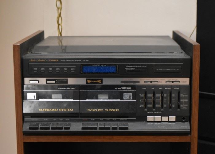 Vintage Fisher Stereo with Turntable, Double Cassette Deck and Speakers