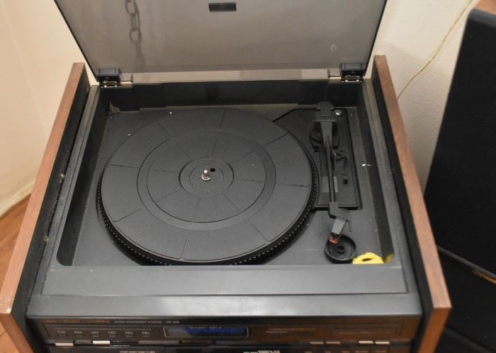 Vintage Fisher Stereo with Turntable, Double Cassette Deck and Speakers