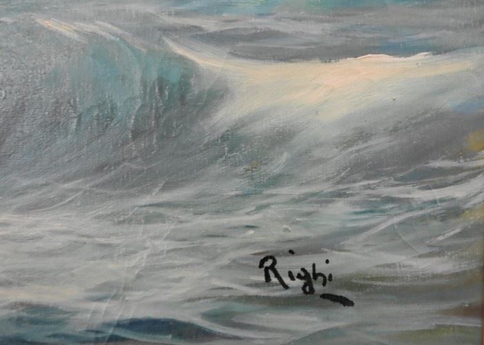 Framed Seascape Painting, Signed Righi