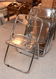 Clear Lucite / Plastic Folding Chairs (set of 11)