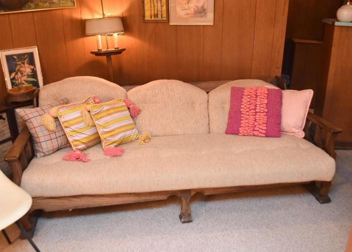 Vintage 3-Seat Sofa with Wood Base