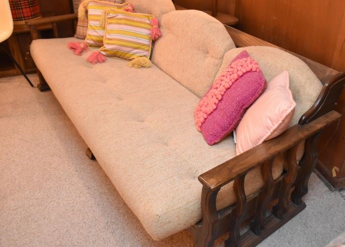 Vintage 3-Seat Sofa with Wood Base