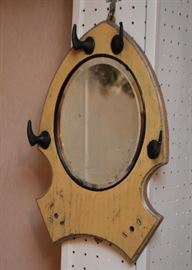 Small Oval Wall Mirror with Hooks