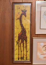 Batik Giraffe Artwork , Framed