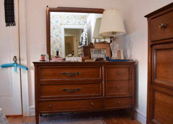 Vintage Lowboy Chest of Drawers with Mirror
