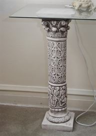 Console Table with Columns & Glass Top