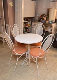 Dining Table & 4 Chairs (White Metal Chairs & Table Base)