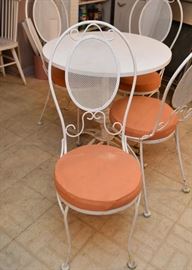 Dining Table & 4 Chairs (White Metal Chairs & Table Base)