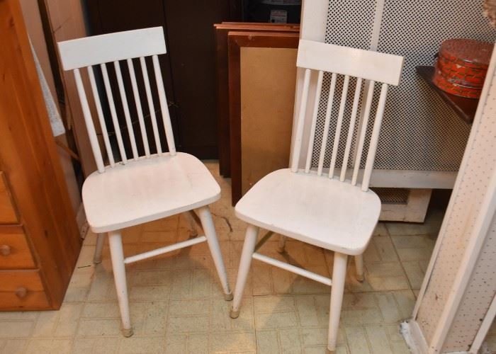 Set of 4 White Spindle Side Chairs (only 2 shown here)