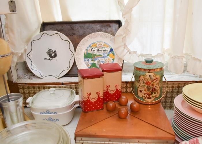 Corningware, Vintage Tins, Plates, Dinnerware, Etc. (Corningware is SOLD)