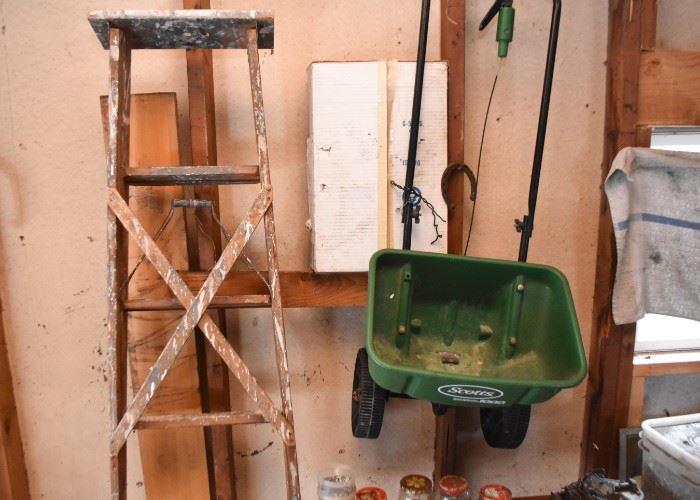 Wooden Step Ladder, Garden Seeder