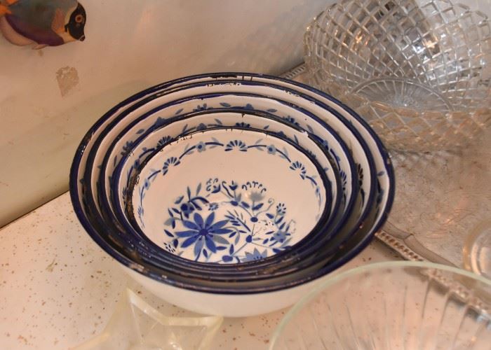 Blue & White Enamel Nesting Bowls