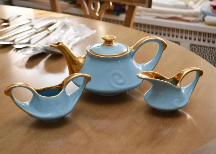 Vintage Teapot Set with Creamer & Open Sugar
