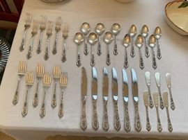 Wallace Sterling Silver "Rose Point" (6) six piece place settings