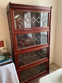 Cherry leaded glass barrister cabinet