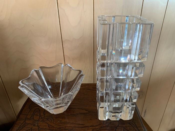 Orrefors crystal bowl and Orrefors vase