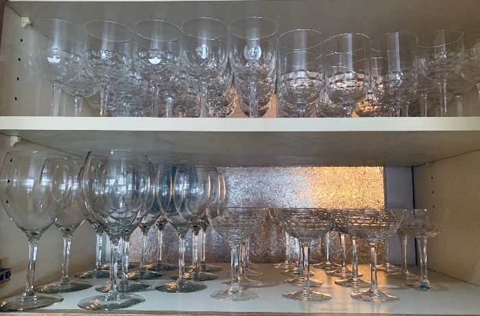 Wallace crystal and  Cristal D’Arques stemware and cocktail glasses
