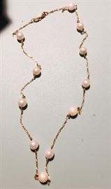 Pearls on 14K gold necklace