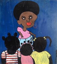 One of three folk art paintings by C. Smith; have tracked down two more sales of this artist's but have no additional data on such