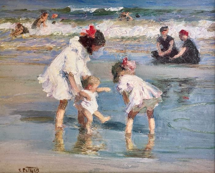 Reproduction of Edward Potthast's "Children Playing by the Seashore"