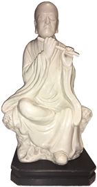 Austin Productions Buddha with flute; 19.5” w/base; base measures 9.5” x 7.5" x 1.5"